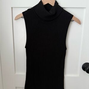 White House Black Market Black Turtleneck Sleeveless Top
